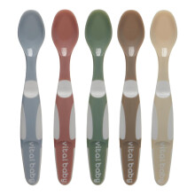 Vital Baby 5 Pack Start Weaning Spoons | Soft Shallow Tips, Easy-Grip