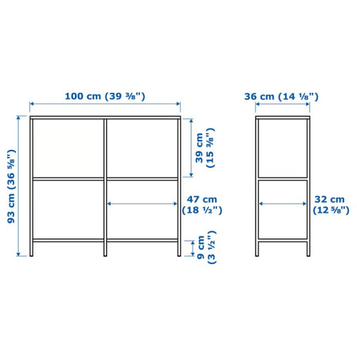 IKEA VITTSJÖ Glass Shelving Unit 100x36x93 cm 2