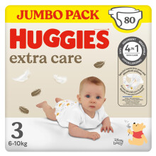 Huggies Extra Care Nappies Size 3, 80 Nappies, 6kg-10kg