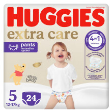 Huggies Extra Care Nappy Pants Size 5, 24 Nappy Pants, 12kg-17kg