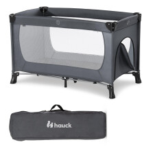 hauck Travel Cot, Small Zip Access, Carry Bag, Dream N Play PLUS Grey