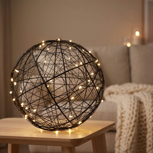 30 cm schwarze LED-Dekorkugel – warmweißes Licht