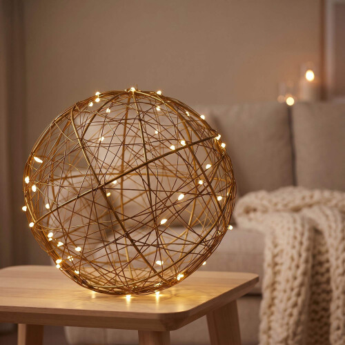 30 cm große goldene LED-Dekorkugel – warmweißes Licht