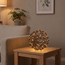 20 cm schwarze LED-Dekorkugel – warmweißes Licht