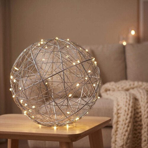 30 cm silberne LED-Dekorkugel – Lichtkugel für den Innenbereich