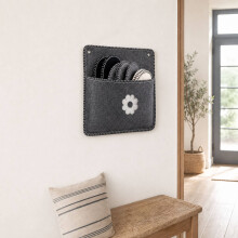 Grijze vilten gastenslippers set, 6 paar met opbergtas