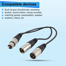 30Cm 3 Pin XLR Female to Double Male Y Splitter Cable,Microphone Splitter Cord Audio Adaptor