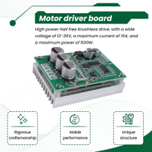 500W 15A DC12-36V Borstlös Hall Free Motor Driver Board Högeffektsmotor Framåtriktad Back Speed Controller Control Module