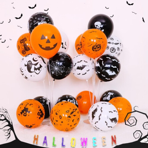 Halloween Balloons Skeleton Ghost Bat Pumpkin 100 pcs 2