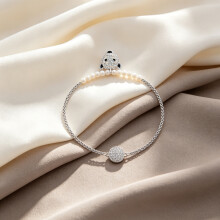 2026 New Bracelet Silver Crystal Puppy Dog Pearl Charm Bracelet, Cute Animal Ladies Wrist Chain SOB0005