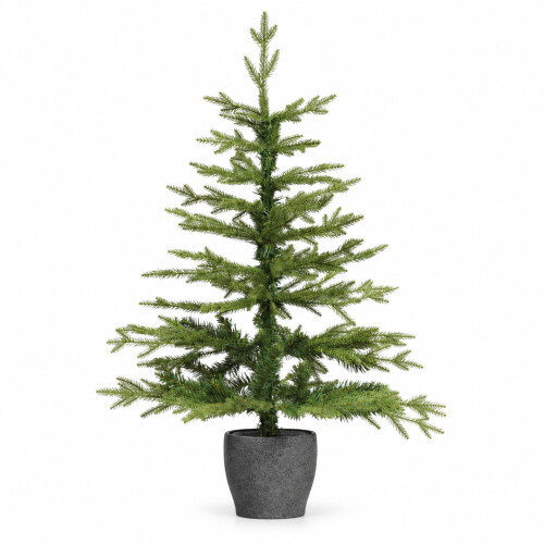 Green Pine Potted Christmas Tree with Stone Effect Base