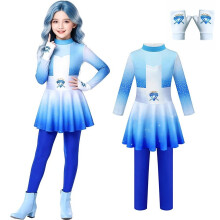 (Blue With Gloves,120cm)Abito Descendants Rosso Chloe Uliana Bambina Bambina Comodo Tessuto Poliestere