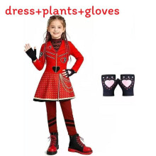 (Dark With Gloves,100cm)Abito Descendants Rosso Chloe Uliana Bambina Bambina Comodo Tessuto Poliestere