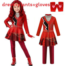 (Red With Gloves,100cm)Abito Descendants Rosso Chloe Uliana Bambina Bambina Comodo Tessuto Poliestere