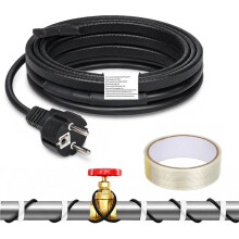 Self-Regulating Heating Cable 4 M with Thermostat, Pipe Heating, Frost Protection Heating Cable for Water Pipes,Eu Plug