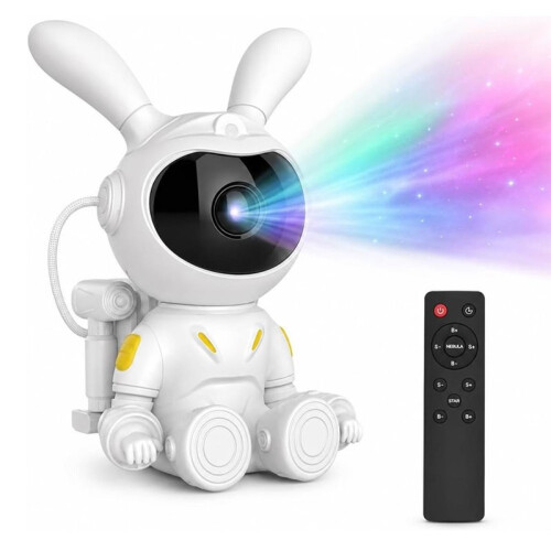 Projector with Moon Lamp, 7 Nebula Colors, Remote Control, Sleep Timer,USB Powered Rabbit Night Light for Bedroom