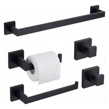 Conjunto de 5 Peças de Acessórios para Banheiro, Incluindo Barra de Toalha em Aço Inoxidável para Banheiros Modernos