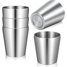 5 Stück 10-Unzen-Edelstahlbecher, Silberfarbene Doppelwandige Vakuumbecher Aus Metall für Partys, Camping und Zuhause