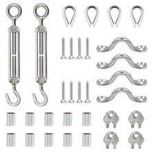 Wire Rope Hardware Kit, Turnbuckle Cable Tensioner Set for 3mm Steel Cable Railing, Awning and Garden Hanging Projects