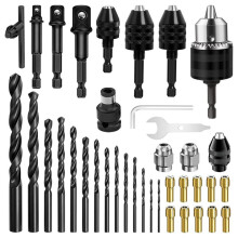 Drill Chuck Adapter 13mm, 38 Pcs Drill Chuck for Impact Driver with Hex Shank Keyless Drill Chuck, Chuck Collet Kit