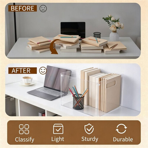 Clear Acrylic File Organizer, with Handles - Easy Assembly Required, Acrylic File Holder for Office, Letter/A4 Documents 1
