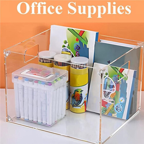 Clear Acrylic File Organizer, with Handles - Easy Assembly Required, Acrylic File Holder for Office, Letter/A4 Documents 2