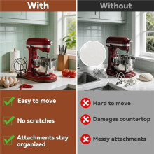 2-in-1 Mixer Slider with Storage for 5.5-7 Qt Bowl-Lift Mixer Smooth Glide & Organizes Attachments Wood