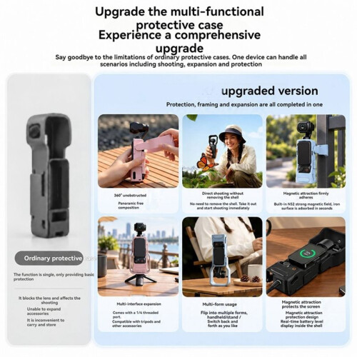 For  OSMO Pocket 3 4 Frame Protective Cover Anti-Scratch Lens Cap Protector Camera Shell Accessories Black 1