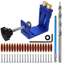 Pocket Hole Jig Kit Angled Drill Guide Woodworking Oblique Hole Locator for Cabinet Furniture Carpentry DIY Tool