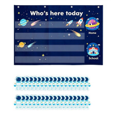 Space Theme Attendance Pocket Chart,Kindergarten Student Check-in Hanging Chart for Classroom Homeschool Early Education