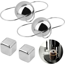 4 Pack Reusable Stainless Steel Espresso Ice Balls, Espresso FrozenBall for Coffee & Whiskey, for Home Bar