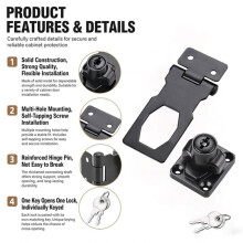 Conjunto de 8 Fechos Metálicos com Chave, Fecho Giratório com Chave, Fechaduras de Travamento com Botão Giratório e Chave para Portas de Armários