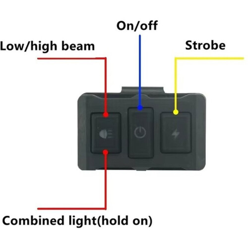 Light Motorcycle  Wiring Harness 3-Way LED Fog Light Wireless Handle Remote Control 3-Button IP68 Waterproof Kit 2