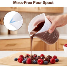 Misurini In Silicone per Cioccolato, Confezione da 4, 250 Ml e 350 Ml, 4 Spatole per Barattoli, Adatti al Microonde, per Sciogliere Cioccolato e Burro
