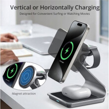 3-in-1 Magnetic Wireless Charging Stand for 12/13/14/15 Series and AirPods,Wireless Car Charger,Car Charger