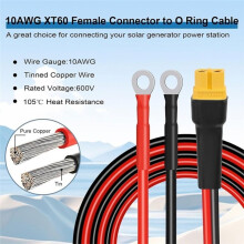 XT60 to O Terminal Cable 10AWG 5FT XT60 Female Connector Terminal Cable for Power Station Solar Generator