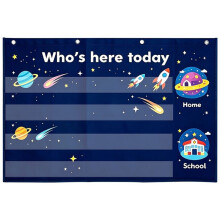 Space Theme Attendance Pocket Chart,Kindergarten Student Check-in Hanging Chart for Classroom Homeschool Early Education