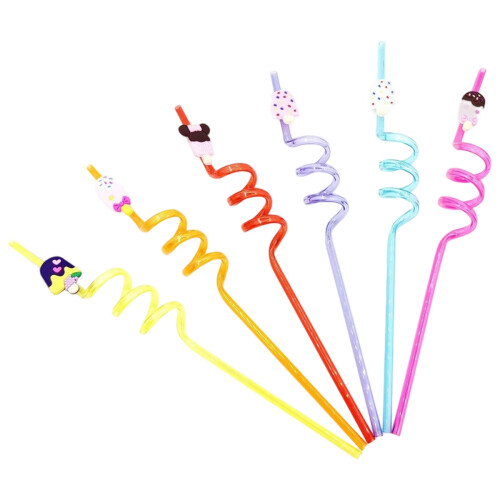 Cartoon Plastic Straws for Kids Party Use