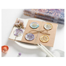 24-Color Sealing Wax Set-Includes Wax Beads, A Melting Spoon, and A Stamp, Suitable for Invitations and Envelopes