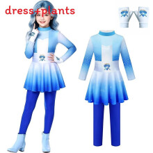 (Blue With Gloves,140cm)Abito Descendants Rosso Chloe Uliana Bambina Bambina Comodo Tessuto Poliestere