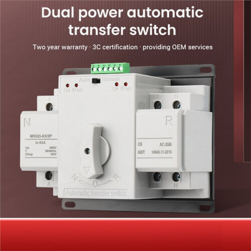 2P 63A Single Phase Electronic Dual Power Automatic Transfer  (ATS) for PV System Fully Automatic Rapid Switching 2