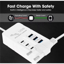 6-Poorts Multiport USB-Dockingstation PD Type-C voor Snel Opladen van Mobiele Telefoons, Snelle Type-C Hub-Adapter met EU-Stekker