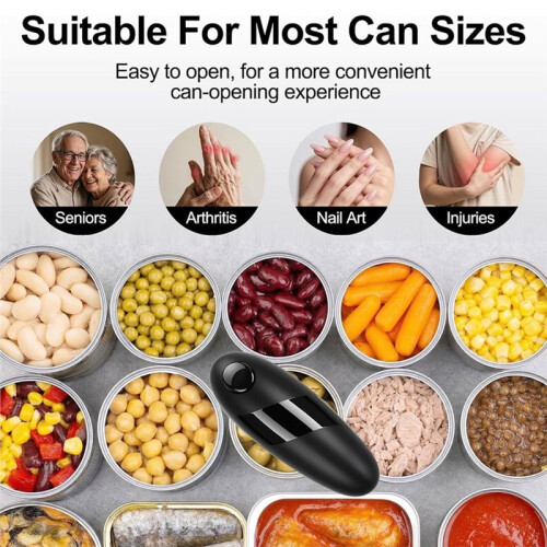 Electric Can Opener, Single Button Operation, Effortlessly Opens Most Cans for Seniors