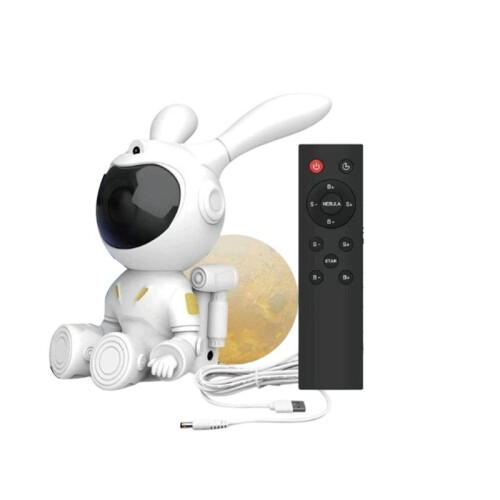 Projector with Moon Lamp, 7 Nebula Colors, Remote Control, Sleep Timer,USB Powered Rabbit Night Light for Bedroom 1