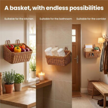 2 Pack Wall Hanging Baskets for Storage Square Woven Hanging Basket with Hangers Boho Style Hanging Storage Basket