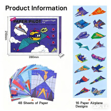 (48Colors)Kit artesanal de avión de papel Leven con aviones de origami para regalos hágalo usted mismo y regalos de fiesta