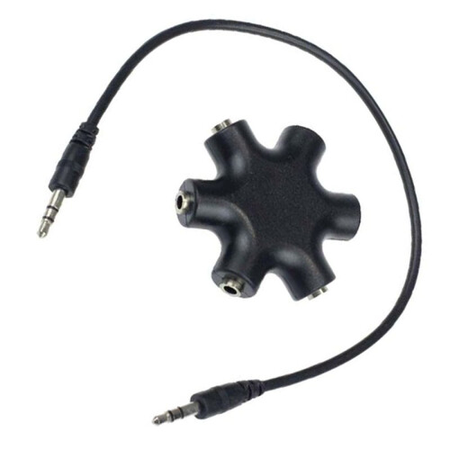 1 to 5 Audio Splitter 3.5mm Audio Router Separator Device Adapter with 3.5mm Wire Black 1