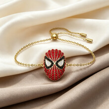2026 New Bracelet Gold Red Crystal Spider-Man Mask Slider Bolo Bracelet Adjustable Marvel Fans Wrist Chain 5650873