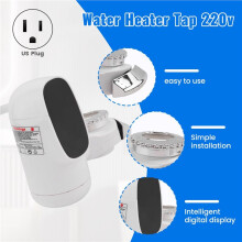 3000W Instant Electric Hot Water Heater Faucet Digital Display Heating Tap Water Heater for Bathroom Faucet US Plug