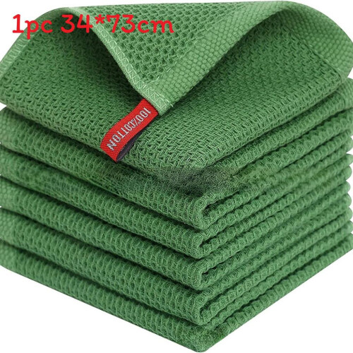 (Fruit Green) Cotton Absorbent Terry Tea Towels Kitchen With Honeycomb Pattern Dish Clean For
